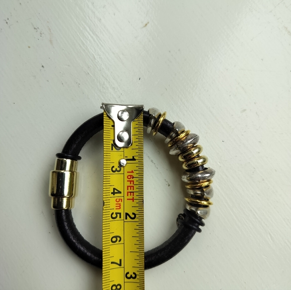 Jewels of the Vineyard Black Leather Magnetic Closure Bracelet Stags Leap - Picture 9 of 10